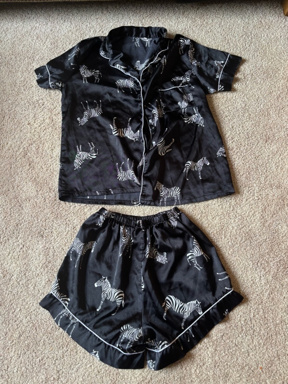 Black Zebra-Print Pajama Set